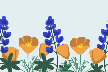 Bluebonnet and california poppy - 459570669