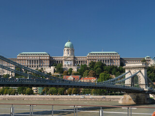 Chain Bridge and Buda Castle in Budapest, Hungary.