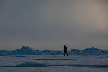 Silhouette of a person in The North Pole