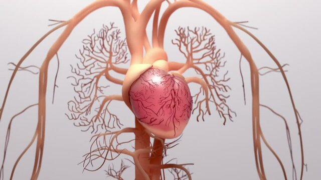 Human heart, 3d rendering, medically accurate illustration of the human heart anatomy
 with venous system