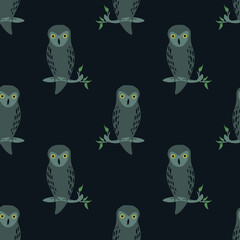 Seamless owls pattern