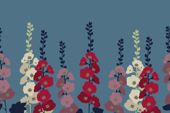 Hollyhocks flowers background