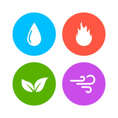 Vector four elements air water fire earth symbol logo. Nature abstract design concept four element