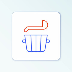 Line Sauna bucket and ladle icon isolated on white background. Colorful outline concept. Vector
