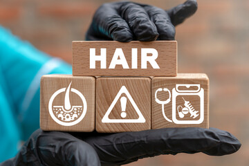 Medical concept of hair care. Hair diseases research and treatment. Healthy hairstyle.