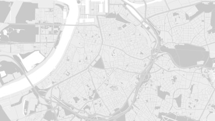 White and light grey Antwerp City area vector background map, streets and water cartography illustration.
