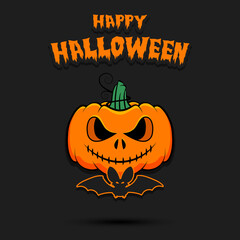 Happy Halloween. Halloween pumpkin and bat