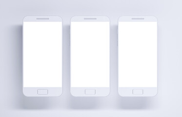 Smartphone Empty Screen Mockup 3d Render On White