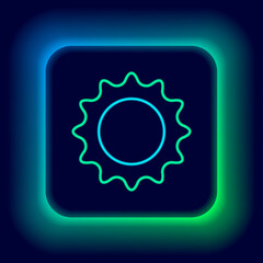 Glowing neon line Sun icon isolated on black background. Summer symbol. Good sunny day. Colorful outline concept. Vector