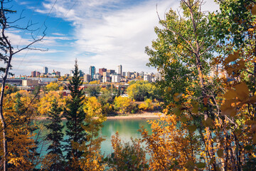 Edmonton Skyline North Saskatchewan River Valley Fall 
