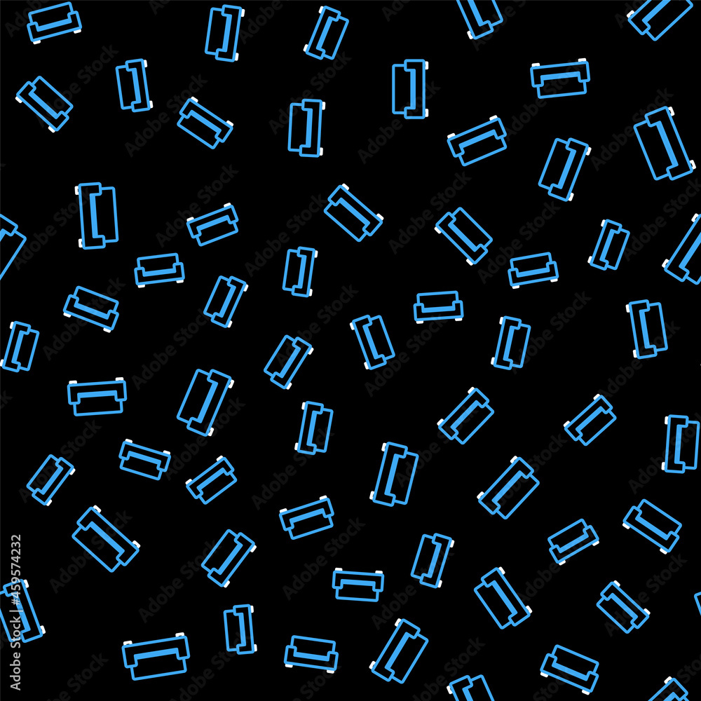 Poster line sofa icon isolated seamless pattern on black background. vector