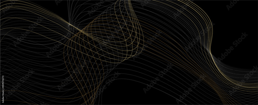 Fototapete premium elegant design with golden line pattern on black background. vector horizontal template for 