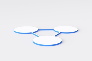 3 blank connected podiums for adding objects. 