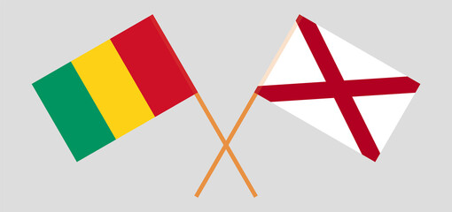 Crossed flags of Guinea and The State of Alabama. Official colors. Correct proportion