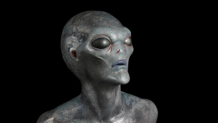 Blue Grey Alien staring from darkness #9
