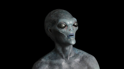 Blue Grey Alien staring from darkness #8