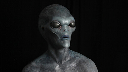 Blue Grey Alien staring from darkness #7