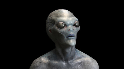 Blue Grey Alien staring from darkness #3