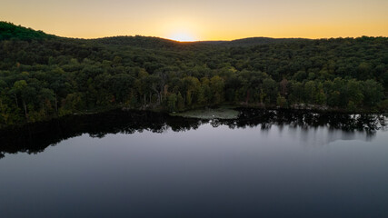 Sunset over the lake in upstate New York