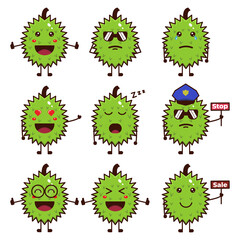 a set of cute durian fruit illustration vectors in various styles