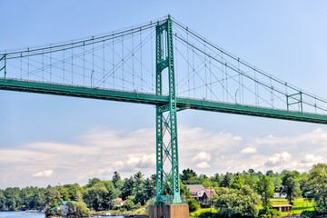 The Thousand Islands Bridge spanning the St Lawrence River between Canada and the USA - obrazy, fototapety, plakaty