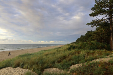 Dabki beach, Poland. Beautiful seaside landscape. View from sand dunes. Autumn