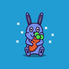 vector illustration of cute bunny like carrots. flat design illustration