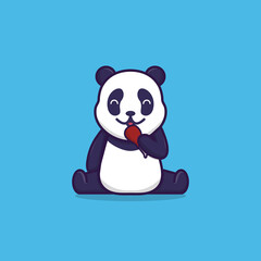 Vector illustration of cute panda eating fried chicken. flat design illustration