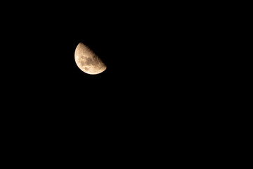crescent moon in the dark night