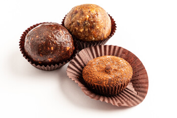 Homemade Healthy Paleo Raw Energy Balls with Nuts and Dates.
