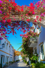 Spain, Gran Canaria, 18.09.2021: Streets of a popular tourist destination (Mogan) in Italian style 