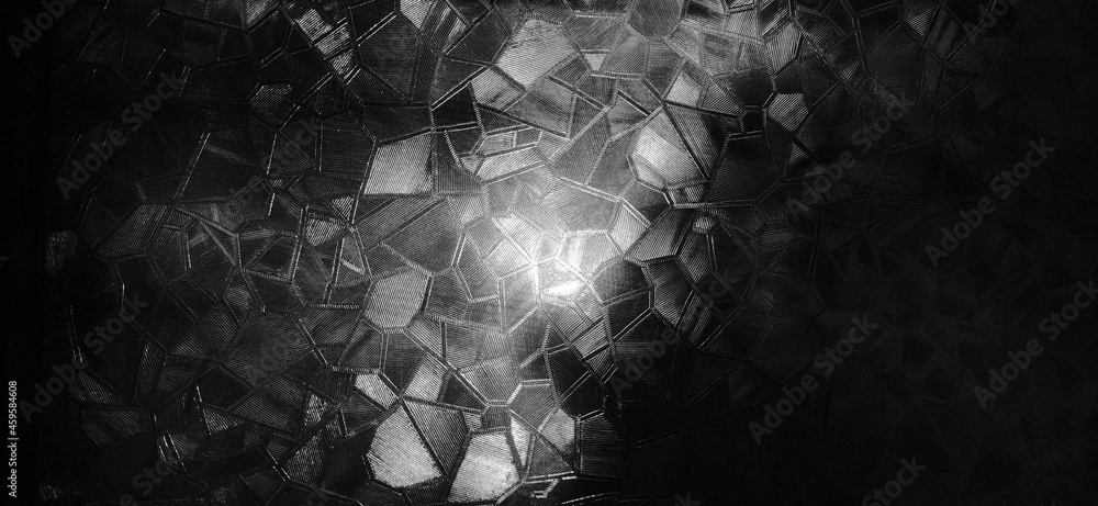 Poster embossed glass background. corrugated glass monochrome. refraction of light in a bumpy transparent s