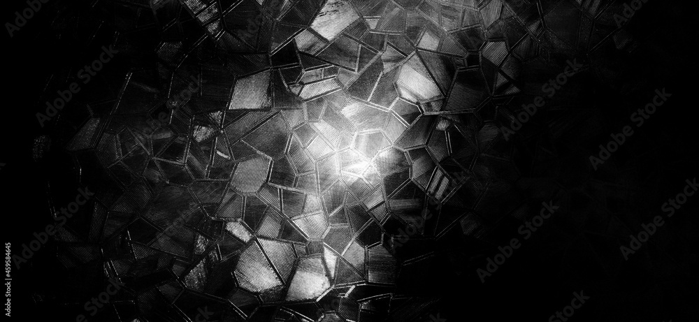 Poster embossed glass background. corrugated glass monochrome. refraction of light in a bumpy transparent s