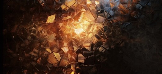 Corrugated glass with backlight. Beautiful light refraction in red, brown, yellow, orange and black...