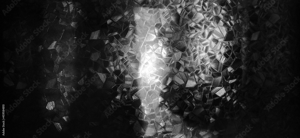 Poster embossed glass background. corrugated glass monochrome. refraction of light in a bumpy transparent s