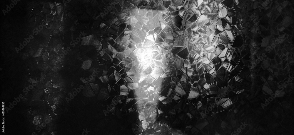 Poster embossed glass background. corrugated glass monochrome. refraction of light in a bumpy transparent s