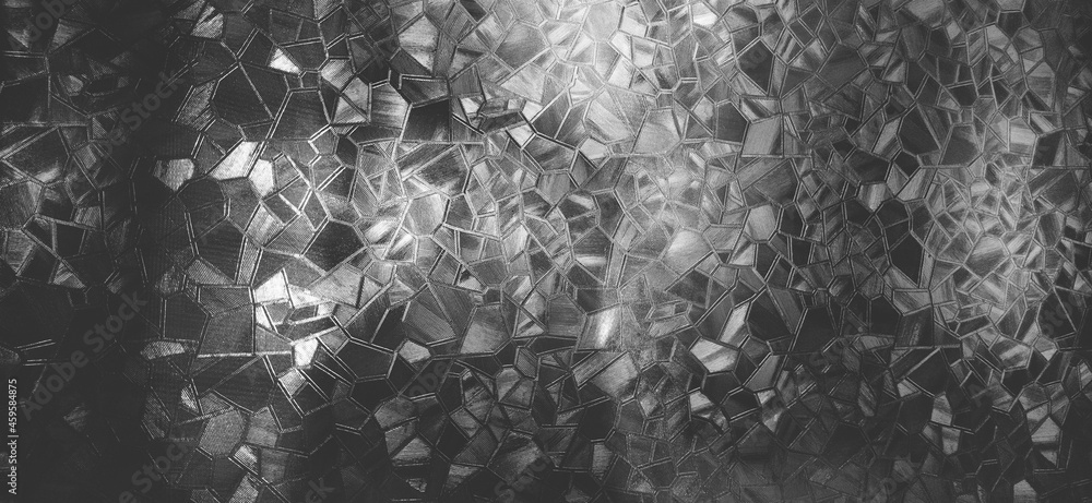 Poster embossed glass background. corrugated glass monochrome. refraction of light in a bumpy transparent s