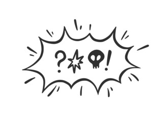 Swear word speech bubble. Curse, rude, swear word for angry, bad, negative expression. Hand drawn doodle sketch style. Vector illustration isolated on white background.