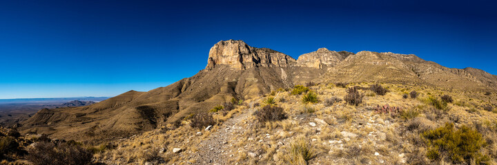 Panorama of El Capitan On Clear Day in Guadalupe Mountains