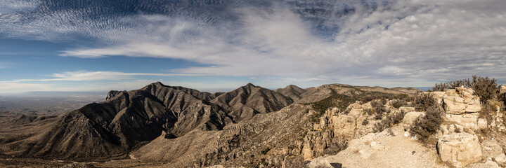 Panorama of Guadalupe Peak From Hunter Peak