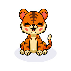 Cute baby tiger cartoon sitting