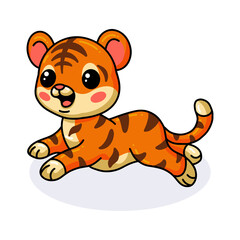 Cute baby tiger cartoon jumping