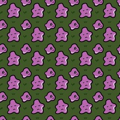 seamless pattern of cute monster cartoon