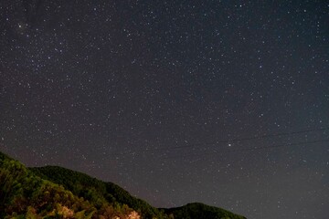 Natural landscape with the milky way and trees. Venecia, Antioquia, Colombia.