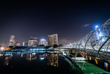 Fototapeta na wymiar Singapore by Night, Location Marina Bay