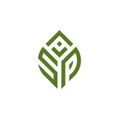 Initial Letter ASP Leaf Logo Design vector