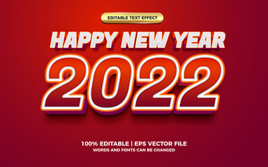 happy new year red bold 3d editable text effect template