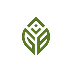 Initial Letter AGB Leaf Logo Design vector