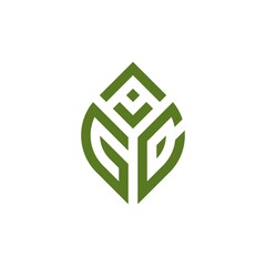 Initial Letter AGC Leaf Logo Design vector