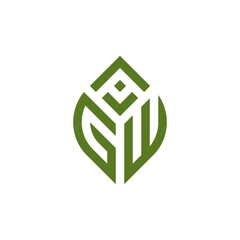 Initial Letter AGW Leaf Logo Design vector